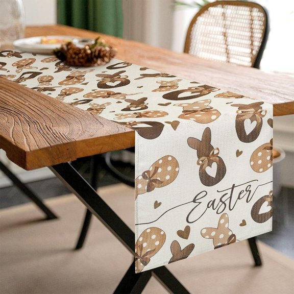 Cute Easter Rabbits Themed Tablecloth Linen Printed Table Flag Easter Restaurant Decoration, 4 Sizes Available