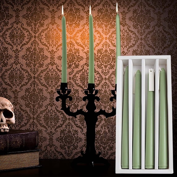 4 Pack 10 Inch Dripless Taper Candles, Long Stem Candlesticks for Halloween,Christmas & Dinner Table Decor,Party Home Decor