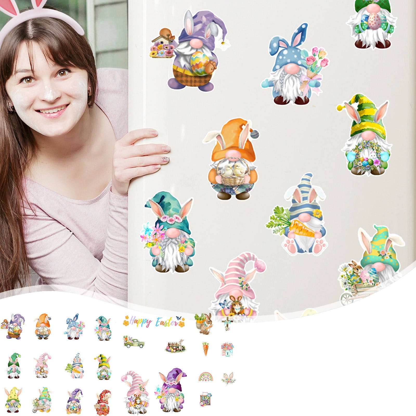 Dwarf Bunny Easter Cartoonish Magnetic Sticker Waterproof Home Decoration Magnetic Refrigerator Sticker