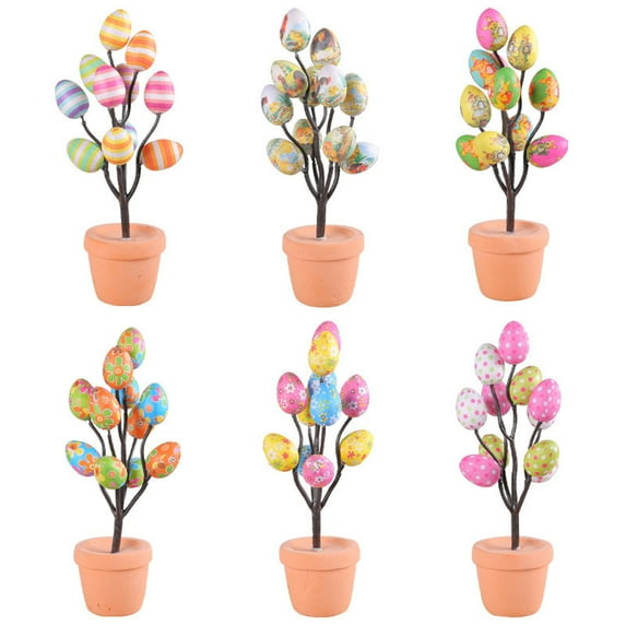 Easter Artificial Eggs Tabletop Tree Decor, Colorful Easter Egg Bonsai for Spring Party Decorations