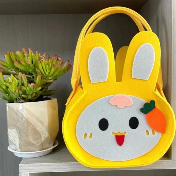 Easter Bunny Basket Bag Rabbit Bucket Tote for Easter Egg Hunts Easter Decors Candy Gift Basket