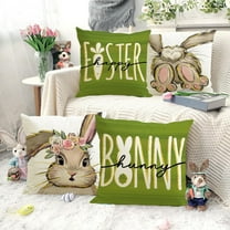 Easter Bunny Carrot Throw Pillow Cover Border Living Room Bedroom Decorative Cushion Cover Holiday Sofa Decorative Cushion Cover