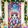 thumbnail image 1 of Easter Bunny Door Banner Background Fabric Clearance, Happy Easter Theme Decoration, 1 of 6
