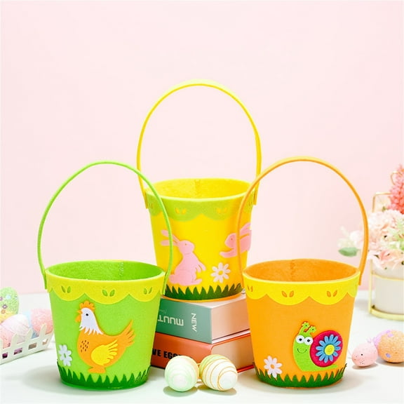 Rojia Easter Eggs Basket for Kids Felt Bunny Easter Baskets, Cute Animals for Easter Egg Hunt Party Gifts Toy Storage Bucket Party Favors