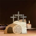 thumbnail image 1 of Easter Empty Tomb Resurrection Scene Metal He is Risen Decoration Christian Easter Centerpiece for Tables Black Religious Cross Table Decorations for Home Office Easter Party Decoration, 1 of 9