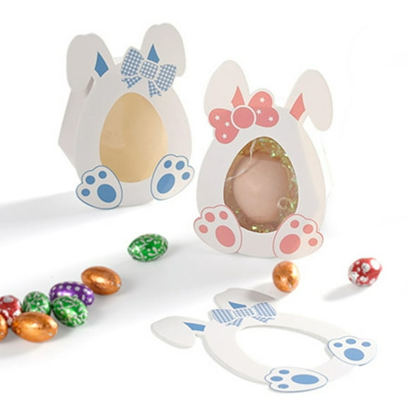 Easter Party Paper Box Bunny Paintings Transparent Visible Candy Box DIY Folding Color Gift Box Easter Candy Gift Packaging Box