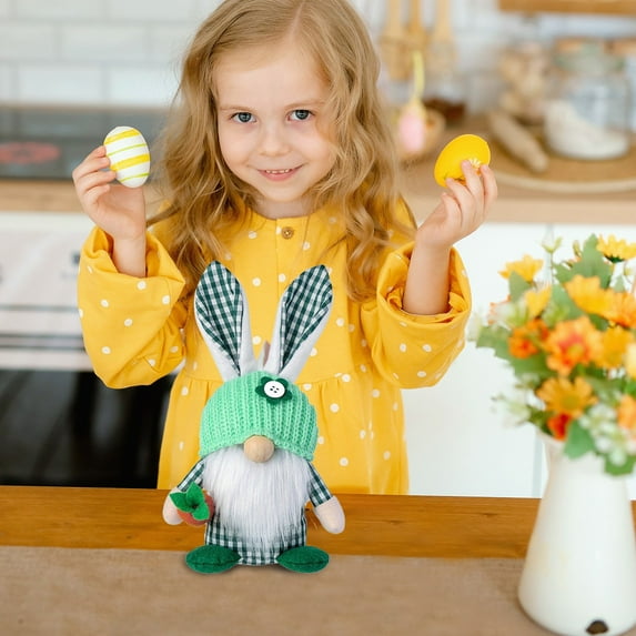 Easter Plush Bunny Toy Doll, Holding Easter Eggs Bunny Plush Toy for Home Tabletop Decor, 10 Inch