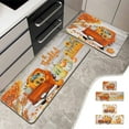 thumbnail image 1 of Fall Truck Leaves Sunflower Kitchen Rugs Mat, Sets of 2 Washable Non-Slip Wooden Pumpkin Thanksgiving Kitchen Floor Mats for in Front of Sink Kitchen Decor for Dining Room, Laundry, 1 of 7