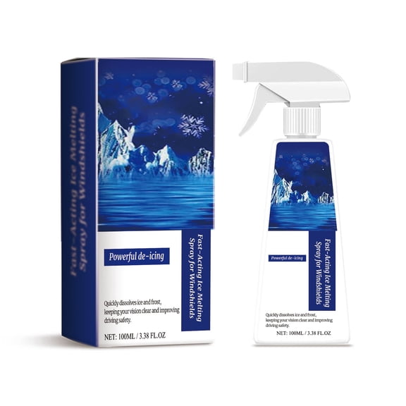 Fast-Acting Ice Melting Spray for Windshields, Windshield Deicer Spray, Fast Snow Removal, Defroster Spray for Car Windshield, 100ml/3.38oz