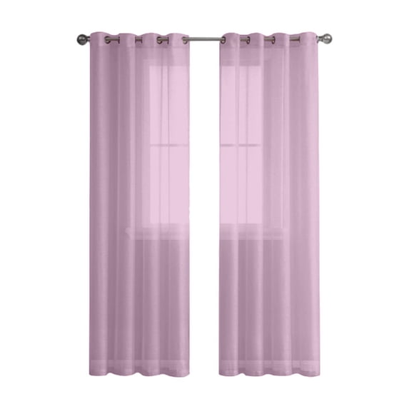 Faux Linen Translucent Curtains, Gradient Semi Voile Grommet Top Window Curtains for Bedroom and Living Room, Set of 2 Panels, 39 x 98 Inches Long