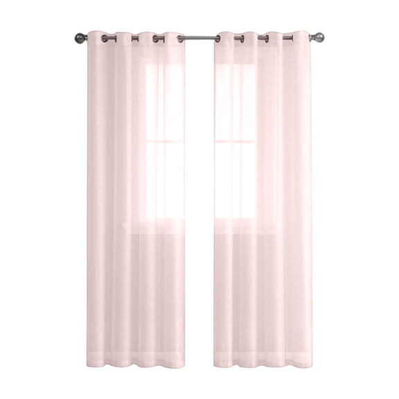Faux Linen Translucent Curtains, Gradient Semi Voile Grommet Top Window Curtains for Bedroom and Living Room, Set of 2 Panels, 39 x 98 Inches Long