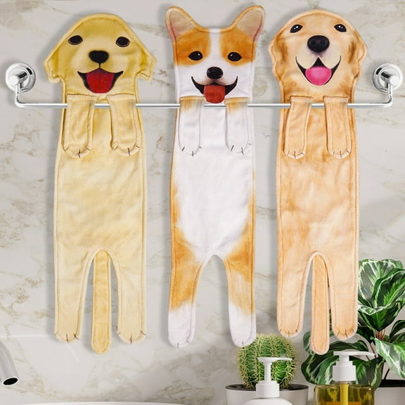 Funny Pet Dog Hand Towels for Bathroom Kitchen, Cute Decor Mothers Day Dog Mom Dad Gifts Decorative Hanging Washcloths Face Towels, Valentines Day Housewarming Dog Lovers Gift