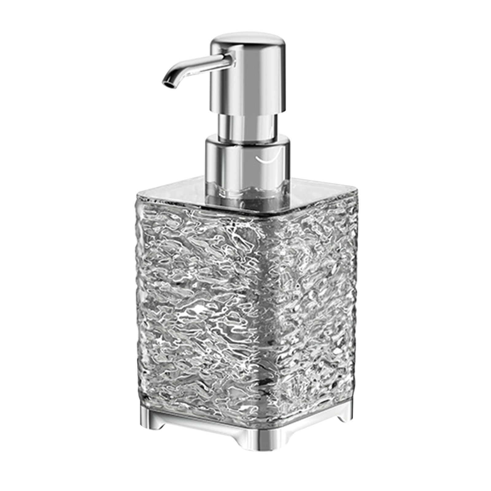 Glass Foaming Soap Dispenser with Silver Pump, Vintage-Inspired Modern Glass Refillable Bottle for Bathroom Vanity Countertop and Kitchen