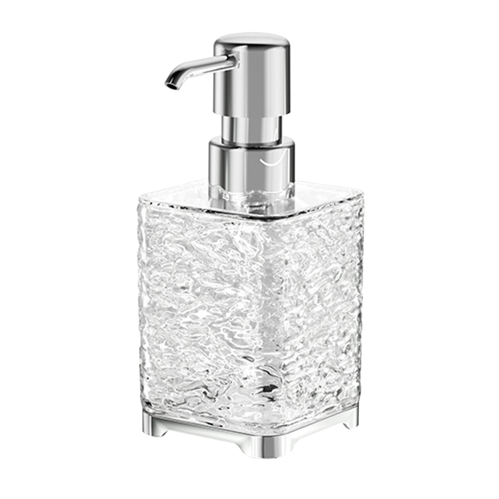 Glass Foaming Soap Dispenser with Silver Pump, Vintage-Inspired Modern Glass Refillable Bottle for Bathroom Vanity Countertop and Kitchen
