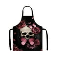 thumbnail image 1 of Halloween Apron For Men And Women, Premium Skull Rose Pattern Gothic Holiday Decorative Apron for Kitchen, Dining Room, Cooking, 1 of 6