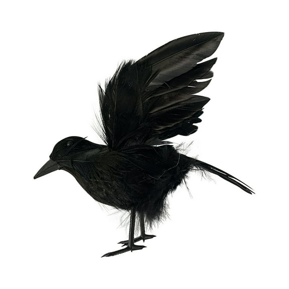 Halloween Crow Decoration, Realistic Flying Crow Halloween Hand-made Crow Prop Feathered Black Crow Props Raven Scene Birds Decoration for Garden Home Party