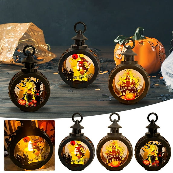Halloween Decorations Indoor, Pumpkin Hanging Ghost Lanterns flameless Candle Lanterns Battery-Powered LED Lantern Lights Halloween Table Decorations