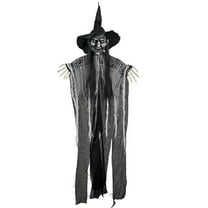 Halloween Hanging Witch Outdoor 37.7鈥? Skeleton Witch Halloween Decorations Outside, Scary Flying Ghost for Haunted House Yard Porch Party Supplies Decor