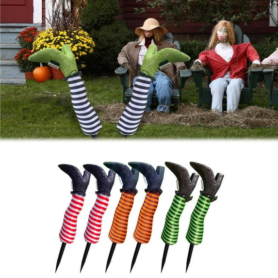 Halloween Witch Leg Yard Stakes, Hallloween Upside Down Witch Legs, Wicked Witch Legs,Halloween Outdoor Lawn Patio Decorations, Halloween Haunted House Decor