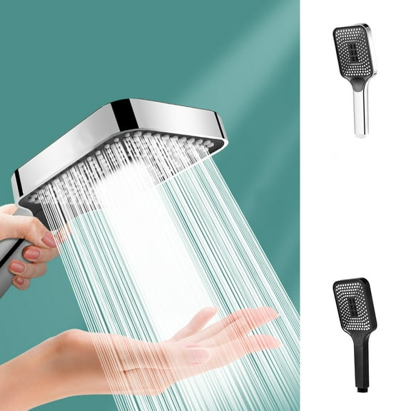 Handheld Shower Head, 4 Different Modes Square Detachable Hand Spray Shower, Easy to Install, No Tools Required