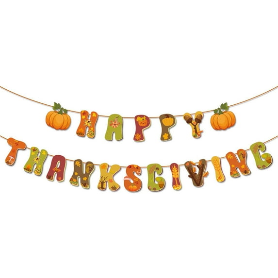 Happy Thanksgiving Decorations Banner Give Thanks Banner Decorations Fall Banner Thanksgiving Turkey Pumpkin Maple Leaves Banner for Thanksgiving Fall Decorations