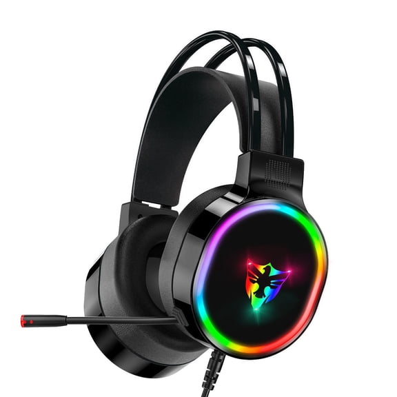 Headband Headphones, 7.1 Stereo Surround Sound, USB, Gaming Wired Headphones with Microphone, Black