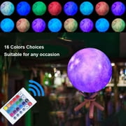 Moon Lamp Galaxy Lamp 6 Inch 16 Colors LED Night Light 3D Printing Moon Light Wooden Stand & Remote Control for Girls Boys Kids Women Birthday Gift