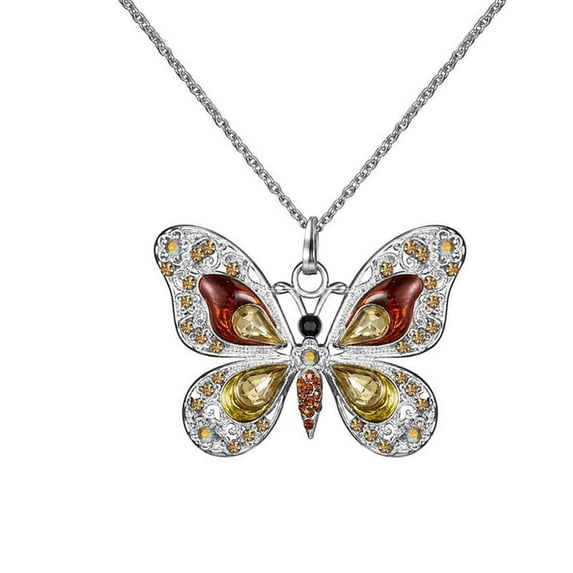 Necklaces for Women Valentine's Day Gifts Ladies Fasion Crystal Butterfly Necklace Multicolor Pendant