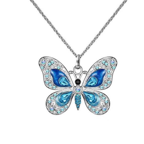 Necklaces for Women Valentine's Day Gifts Ladies Fasion Crystal Butterfly Necklace Multicolor Pendant