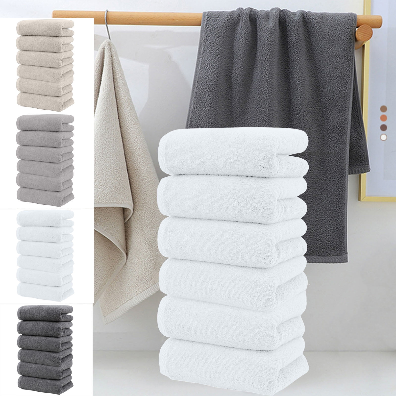 Pack of 6 Extra Large Bath Towels 13.8 x 30.7 Inches, 100% Cotton, Larger & Lighter, Quicker to Dry, Lighter Weight, Super Soft and Absorbent, Bathroom Towels