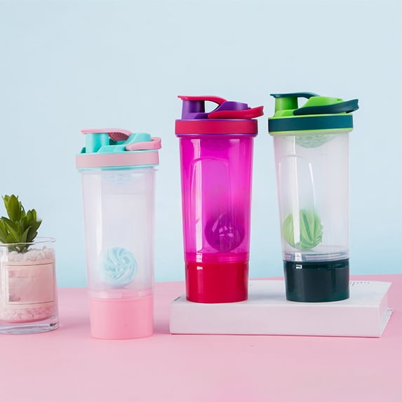 Portable Shaker Cup, 23.7oz/700ml Double-layer Fitness Sports Water Bottle Protein Powder Plastic Cup