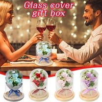 Preserved Flowers in Glass for Her, Artificial Rose Bouquet with LED Light, Eternal Rose for Women,Wife,Mom,Grandma as Anniversary Birthdays Christmas Valentine's Day Mother's Day Gift