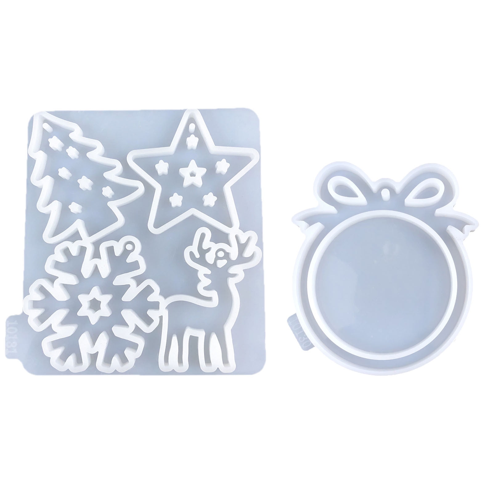 Resin Christmas Ornament Molds Set, Tree, Star, Deer & Snowflake Christmas Molds with Round Frame Mold DIY Friendly Easy Release Silicone Molds for Crafts, Xmas Tree Ornament