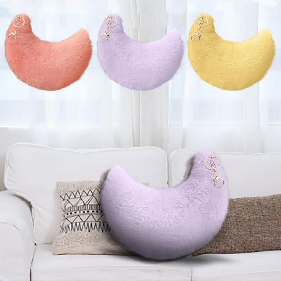 Short Plush Moon Decorative Pillow, Cute Plush Soft Pillow for Kids Living Room and Sofa, 7.9 Inch