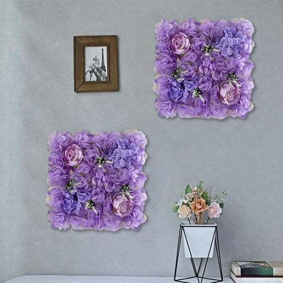 Silk Flower Wall Panels Backdrop 13.7inch x 13.7inch, Floral Wall Mat DIY Handmade Fake Flower Screen for Photo Photography Party Wedding Backdrop Wall Background Decor