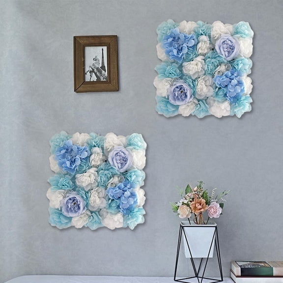 Silk Flower Wall Panels Backdrop 13.7inch x 13.7inch, Floral Wall Mat DIY Handmade Fake Flower Screen for Photo Photography Party Wedding Backdrop Wall Background Decor