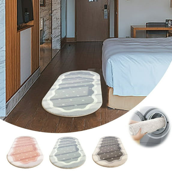 Soft Rugs for Bedroom, Shaggys Mat for Living Room, Oval Rugs Room Small Carpet Fireplace Runner Rug Non Slip Modern Home Decor, 16x32 Inch, Black