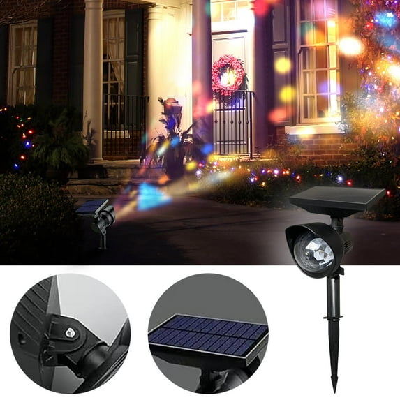 Solar Christmas Projector Lights,Waterproof Christmas Colorful LED Projector Outdoor, Firefly Moving Lights Red and Green, Landscape Decoration for Xmas Yard Holiday Party