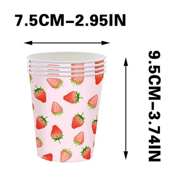 Strawberry Disposable Paper Cups,10 Count Drink Cups for Hot Cold Beverage