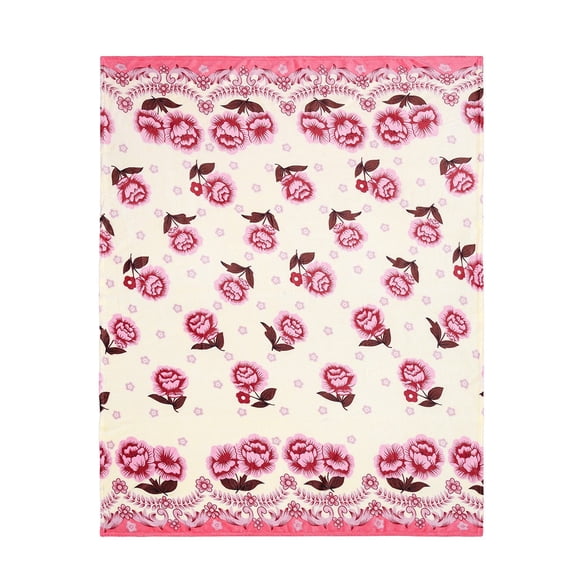 Super Soft Warm Solid Fleece Blanket Throw for Sofa Bedding, Rose Pattern