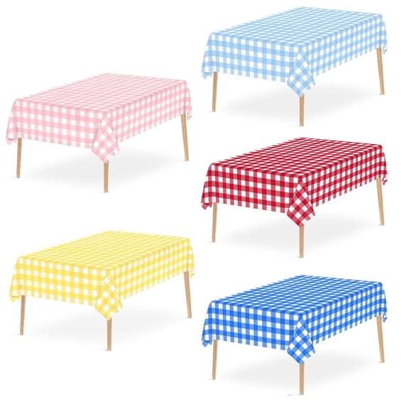 Thickened Checkered Tablecloth, Rectangle Tablecloth, Disposable Plastic Water-proof And Oil-proof Table Cover for Outdoor Picnic, Kitchen, Holiday Birthday Party