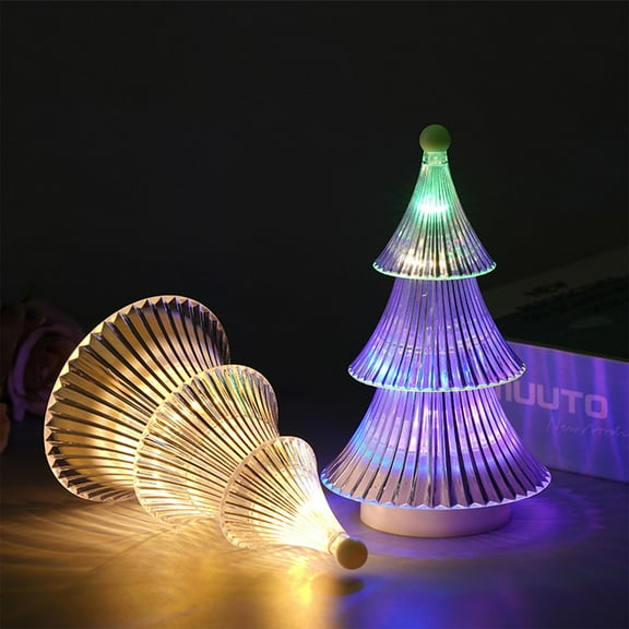 Three-layer Christmas Tree Night Light, Diamond Crystal Pagoda Night Light Bedroom Bedside Mood Light Christmas Decoration Light
