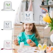 Top Hat with Bunny, Easter Bunny Party Hat Velvet Bunny Pattern Embroidery Fisherman's Hat Dress Up Costume Head-wear Funny Rabbits Costume, 11x11x6.7 Inch