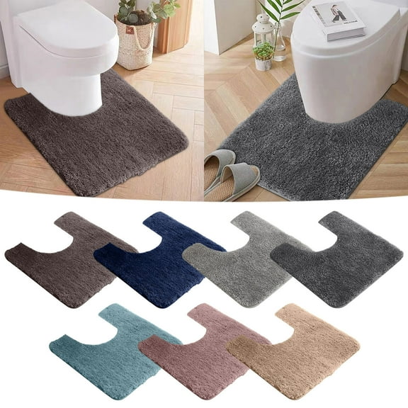 U-Shaped Contoured Toilet Rugs for Bathroom , Non-Slip and Absorbent, Soft Shaggy Thick Mats