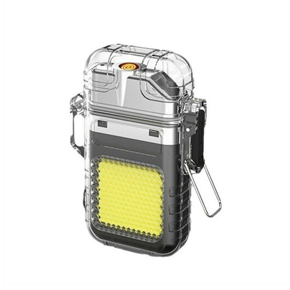 Waterproof Lighter, Windproof Lighter, Electric Lighter Rechargeable, Camping Lighters, Plasma Lighter with Flashlight and Pocket Clip for Outdoors