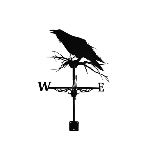 Weathervane Crow Ornament Wind Vane Weathercock Crow Metal Weather Vane for Garden Decorative Outdoor Wind Measuring Tool Wind Direction Indicator Weather Vanes for Yard
