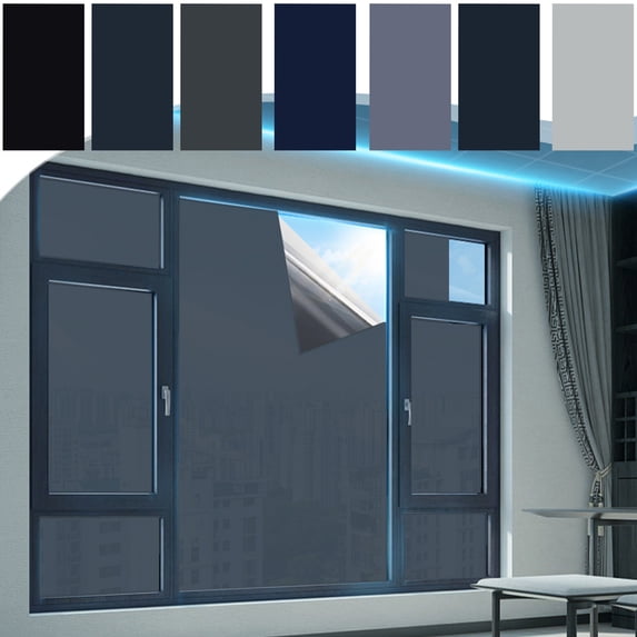 Window Privacy Film Heat Blocking Reflective Window Tint for Home, One Way Daytime Privacy Window Static Cling See Out Not in Anti UV Mirror Window Film