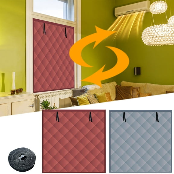 Winter Non-Perforated Thermal Insulation Cotton Curtains Thickened Home Magnetic Suction Windshield Windproof Cold Warm Wind Velcro Hanging Curtains