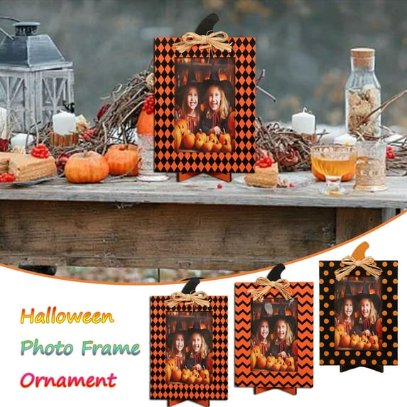 Wooden Photo Frames,Halloween Photo Frame Ornament,Photo Frame Set for Wall Decor,Portable Useful Party Decoration Photo Props,for Tabletop and Wall Display
