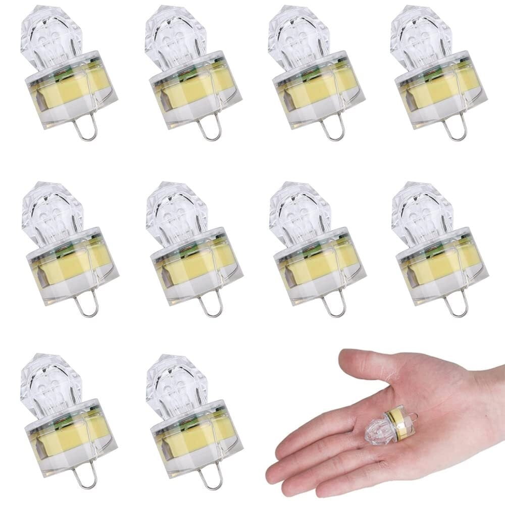 Rojuna 10 Pack Fishing Deep Drop Light LED, Colorful Flashing Strobe LED Fishing Lights, Underwater Fishing Light, Waterproof Attractants Diamond Lure Light for Saltwater Freshwater Tuna (Multi-color)